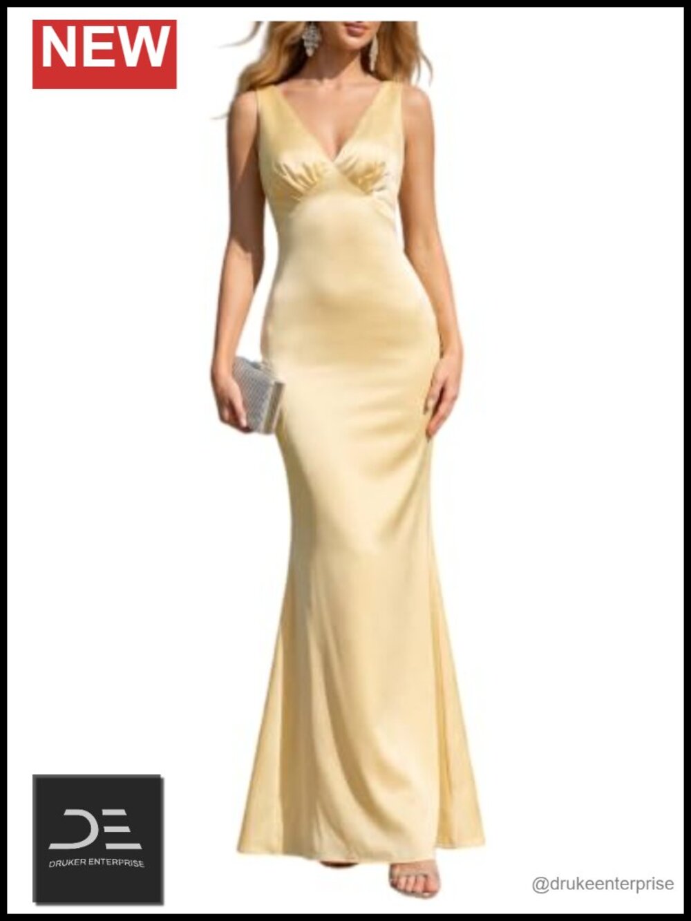 Satin Bridesmaid Wedding Guest Dress Formal Evening Gown Maxi
